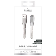 Puro Plain USB-A/USB-C-kabel - 1 m, 15 W - hvid